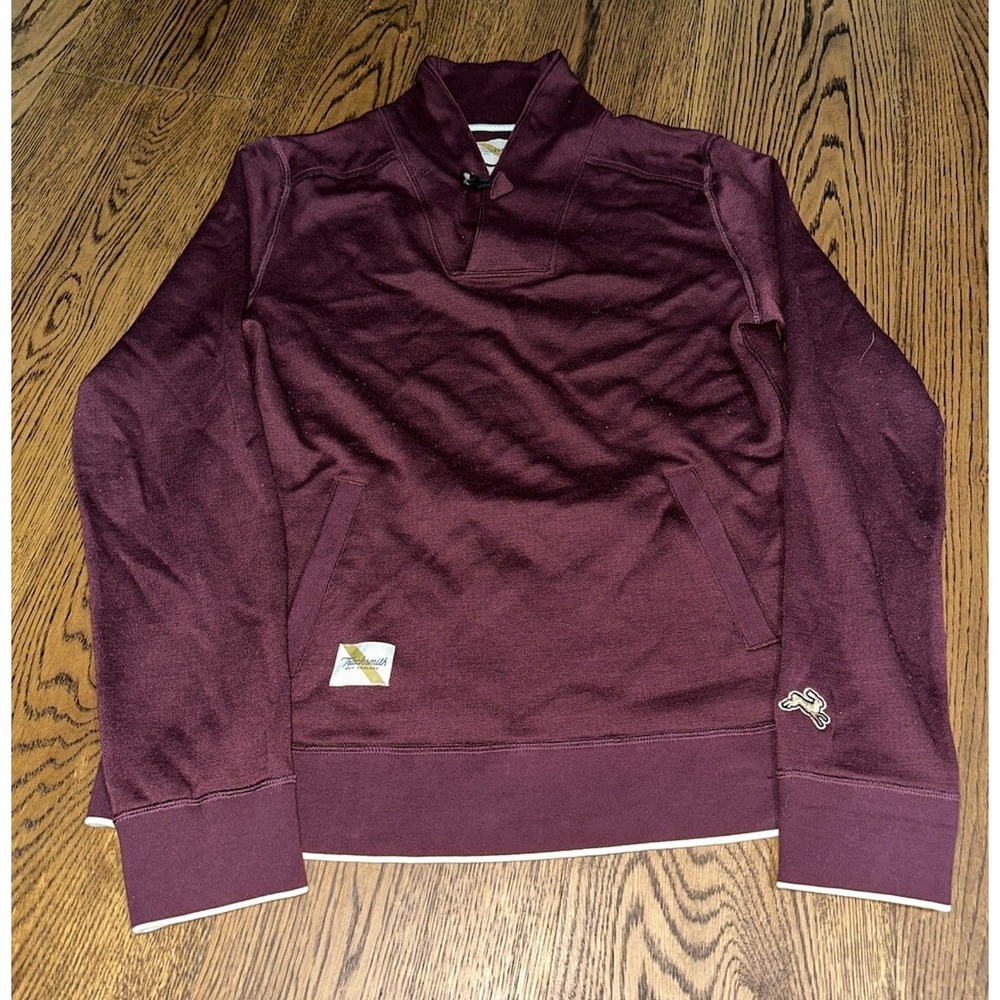 Tracksmith‎ Emil Shawl Merino Wool Blend Pullover Womens Maroon Large Sweater